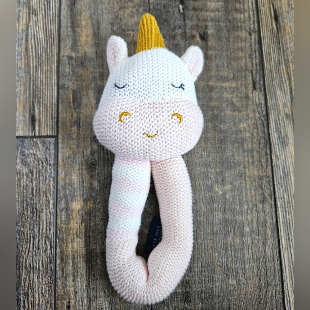 5 for $15!! Baby Girls Living Textiles Knit Toy Rattle Kenzie Unicorn